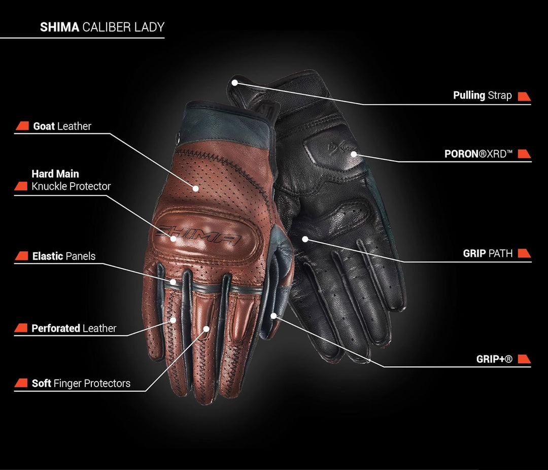 SHIMA Caliber Motorradhandschuhe Damen Herren - Klassische, Vintage, Sommer mit Protektoren M Braun