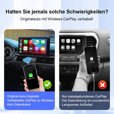 CarlinKit 3.0 Mini Wireless CarPlay Dongle，Plug&Play，Unterstützt OTA-Upgrade，kompatibel mit 98% der