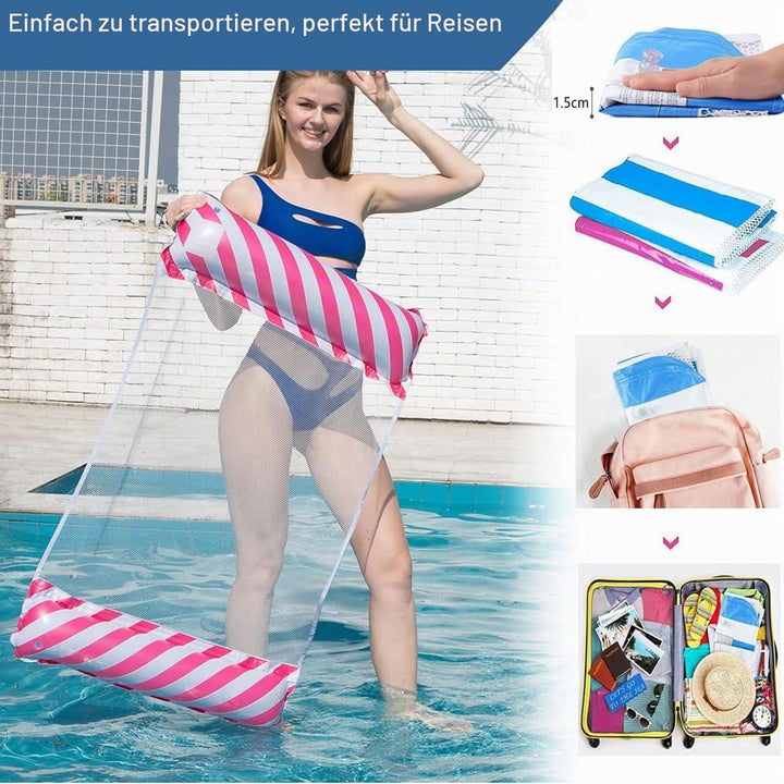 Wasserhängematte,Zusammenklappbar Aufblasbares Schwimmbett, 4 In 1 Aufblasbare Wasserspielzeug,Pool