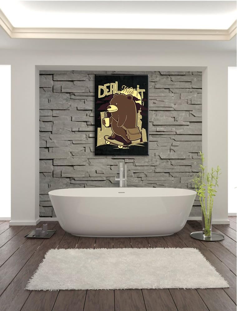 Dark Deal with it black Bild auf Leinwand, XXL riesige Bilder fertig gerahmt mit Keilrahmen, Kunstdr