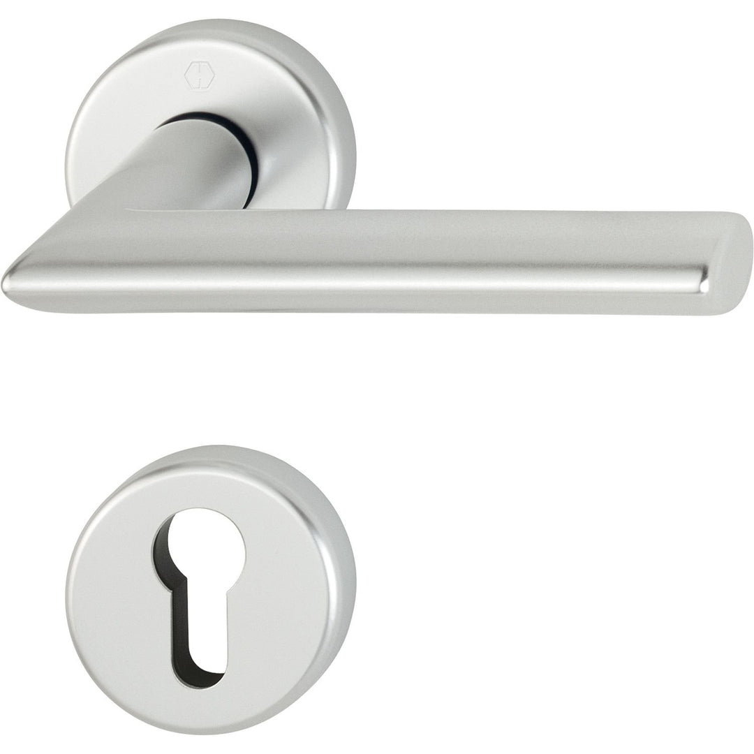 HOPPE 3549921 FH-Drückergarnitur Stockholm-auf Rosette, PZ, 40-45, SST, Silber eloxiert Alu silber e