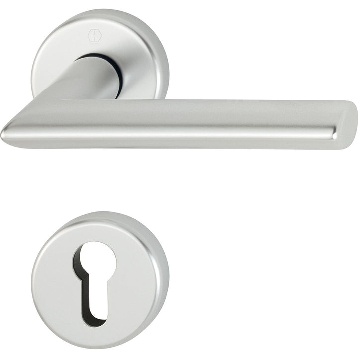 HOPPE 3549921 FH-Drückergarnitur Stockholm-auf Rosette, PZ, 40-45, SST, Silber eloxiert Alu silber e