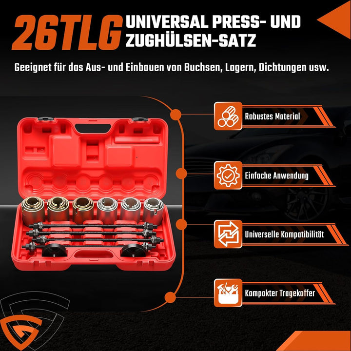 GEARMONSTER 26tlg Druckhülsen Zughülsen Satz, Radlager Gummibuchsen Abzieher Set, Abzieher Ausdrücke