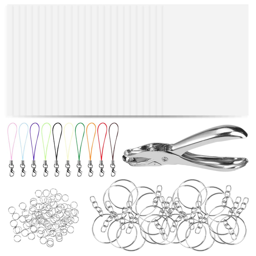 186 Stück Schrumpffolie Set, Schrumpffolie zum Basteln Mit 25 Blank Schrumpfpapier, Schlüsselanhänge