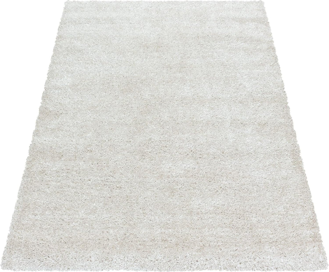 Teppium Hochflor Teppich Wohnzimmer 80 cm Rund Natur - Flauschiger Shaggy Teppich Extra Weich und Ei