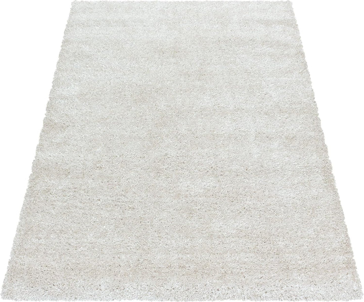 Teppium Hochflor Teppich Wohnzimmer 80 cm Rund Natur - Flauschiger Shaggy Teppich Extra Weich und Ei