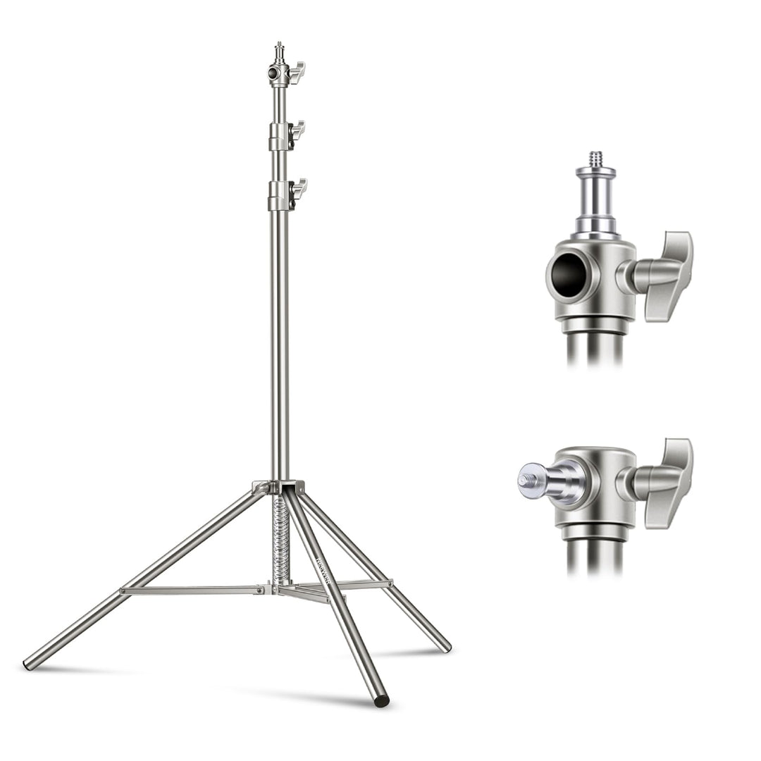 NEEWER 79"/2m Edelstahl Lichtstativ,federgepuffertes Hochleistungs Fotografiestativ mit 1/4" bis 3/8