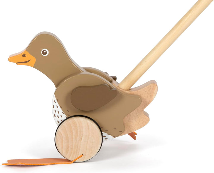 small foot Schiebetier Ente mit beweglichem Kopf aus Holz, hilft beim Laufenlernen, Schiebespielzeug