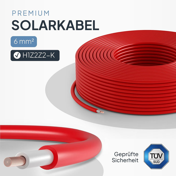 SEPO-Leitungen Solarkabel 6 mm² 100m TÜV Süd geprüfte Solarleitung in Schwarz oder Rot - Solarkabel
