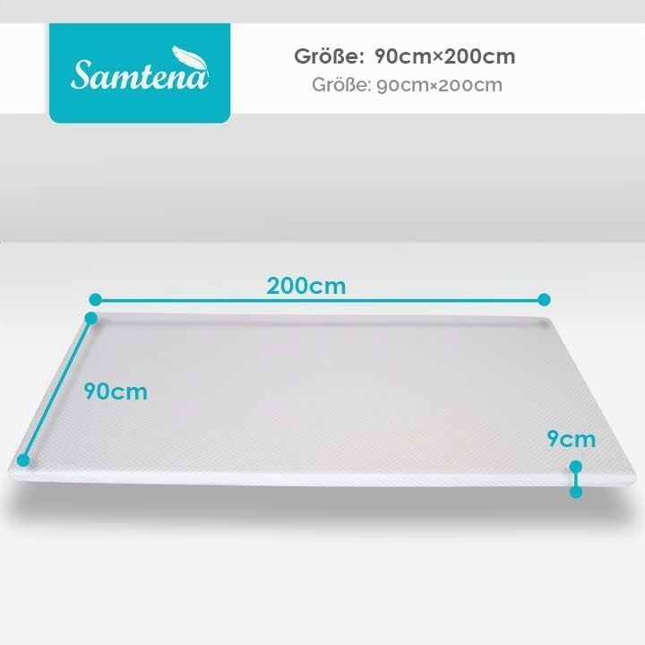Samtena viscoelastischer Matratzentopper Superior mit Memory Foam Effekt, 90x200x9cm 90X200X9cm Supe