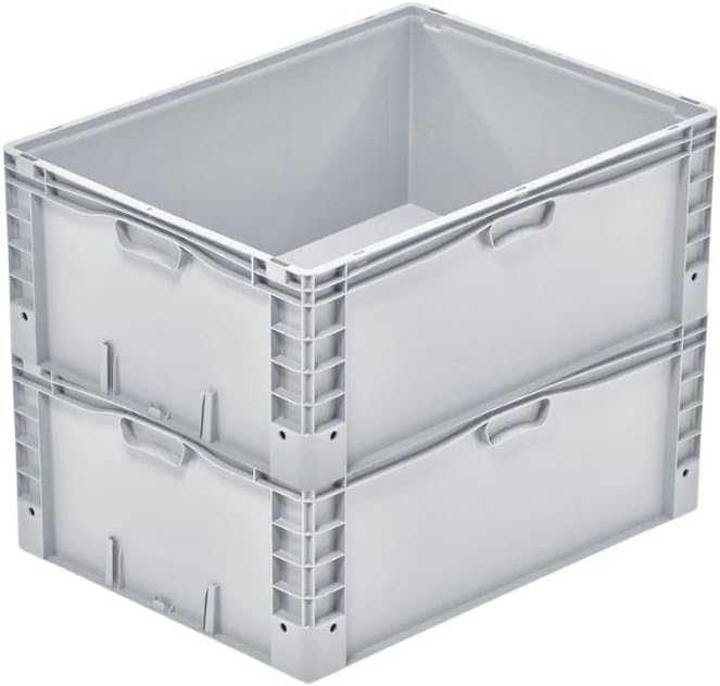 PROREGAL Euro-Norm Grossbehälter | HxBxT 32x60x80cm | 133 Liter | Glatter Boden | Grau | Eurobehälte
