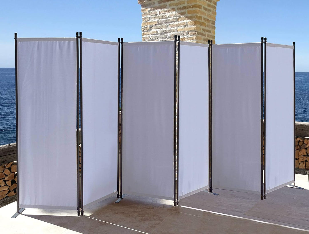 QUICK STAR Paravent 6 Teilig 340x165cm Stoff Raumteiler Trennwand Balkon Sichtschutz Stellwand Faltb
