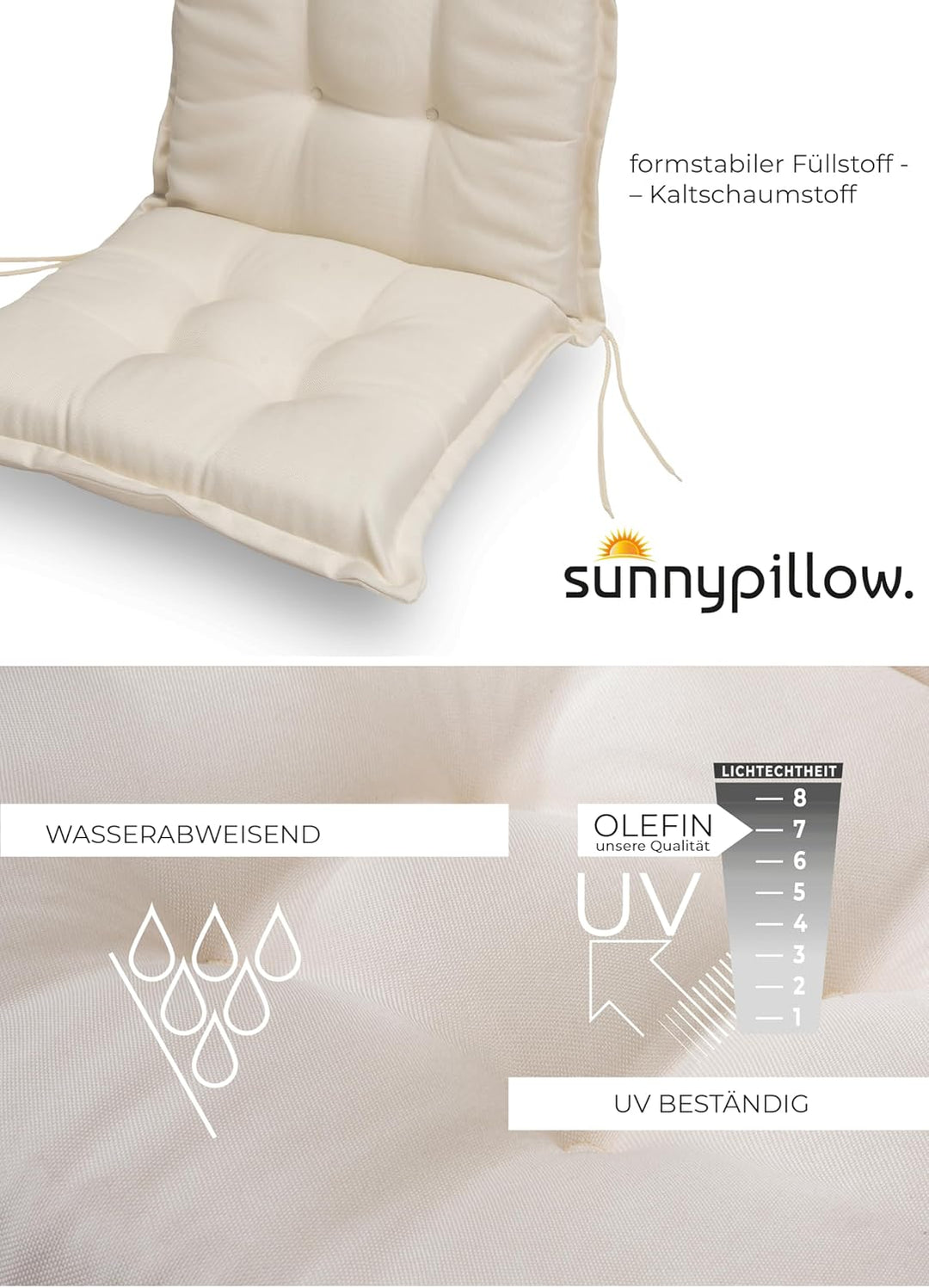sunnypillow Set Gartenstuhl und Gartenstuhlauflage Niedriglehner - 100 x 50 x 9 cm Auflage wasserdic