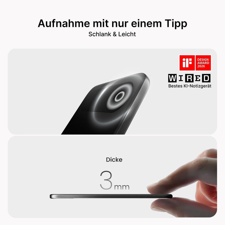 Comulytic Note Pro KI Digitales Diktiergerät Aufnahmegerät mit unbegrenzte Transkription & Zusammenf