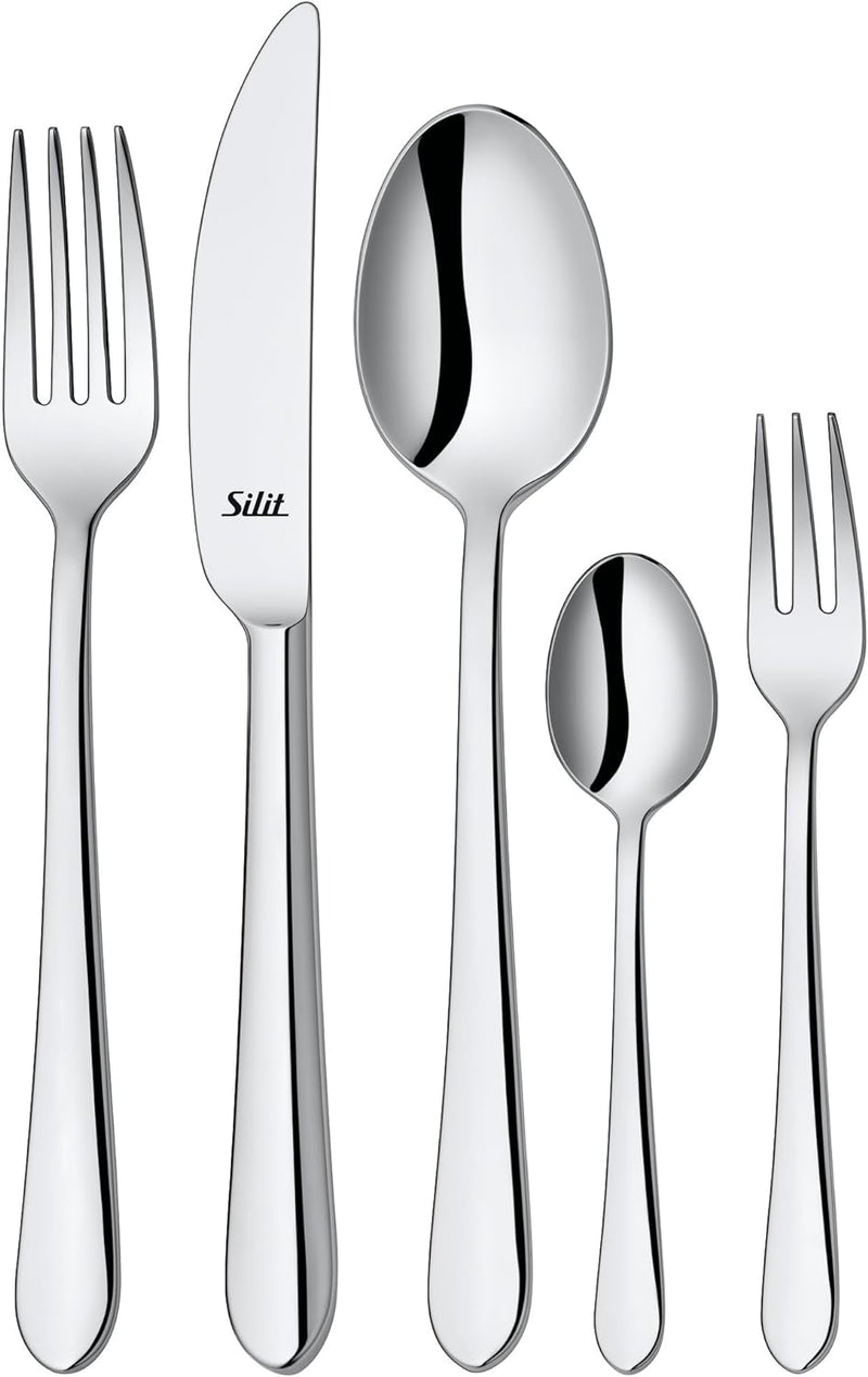 Silit Midi Besteck Set 6 Personen, 30-teilig, Monobloc-Messer, Crominox Edelstahl poliert, glänzend,