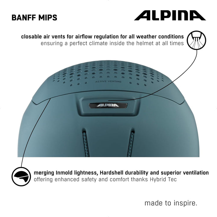 ALPINA BANFF MIPS - Nachhaltiger, Sicherer und leichter MIPS Skihelm Mit Schafswolle-Innenfutter Für
