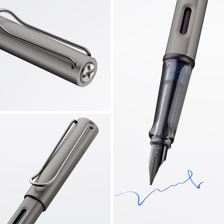 LAMY Lx Füllhalter 057 – Füller aus Aluminium eloxiert in der Farbe Ruthenium mit transparentem Grif