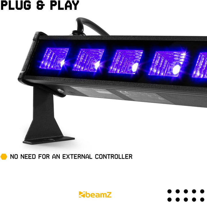 BeamZ BUV63 Schwarzlichtlampe, Schwarzlicht Party BAR 36cm mit 6x 3 Watt LEDs, UV Strahler, Schwarzl