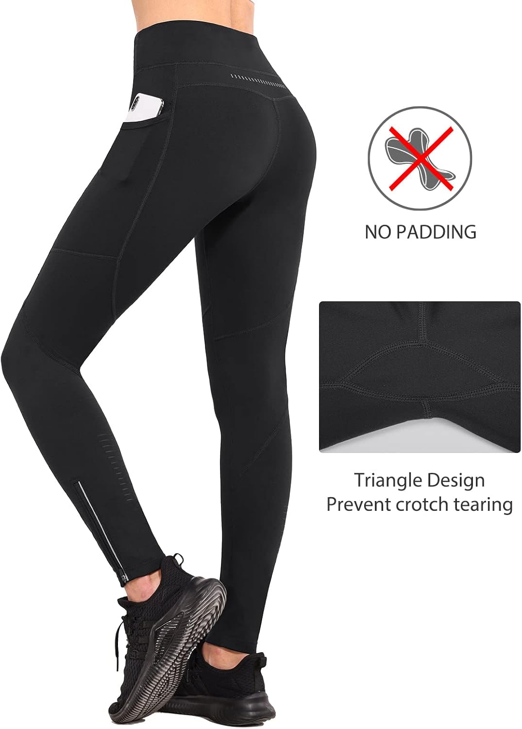 BALEAF Winter Fahrradhose Damen Lang mit Reissverschluss am Knöchel Warm Thermoleggings Winter Gefüt