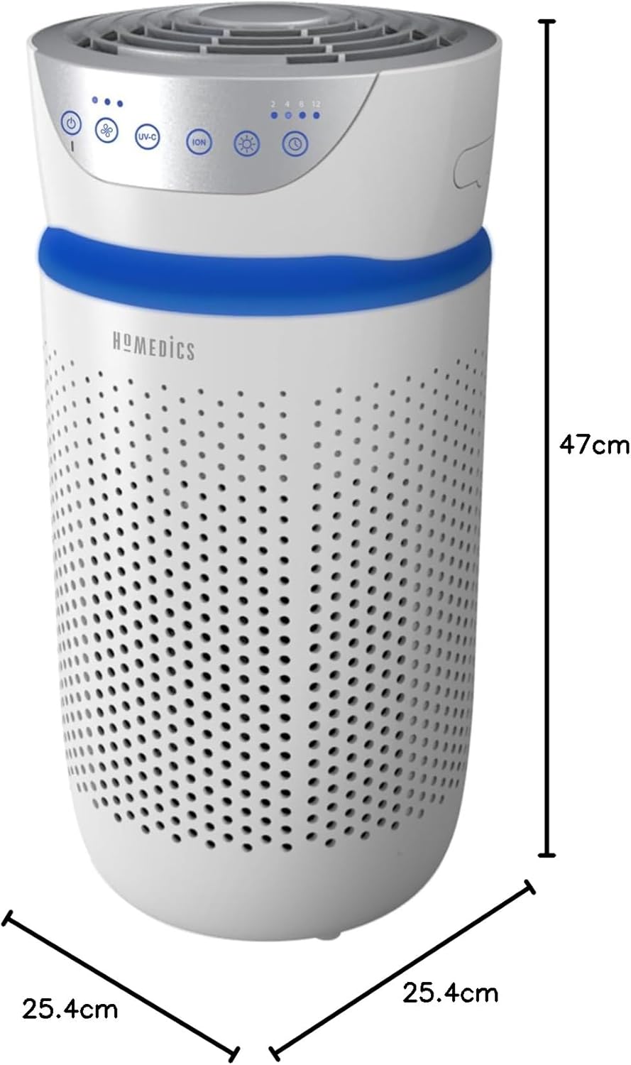 HoMedics Luftreiniger 76m² Air Purifier mit 5-in-1 HEPA-Filter und 3 Stufen - Luftfilter mit 99.97%