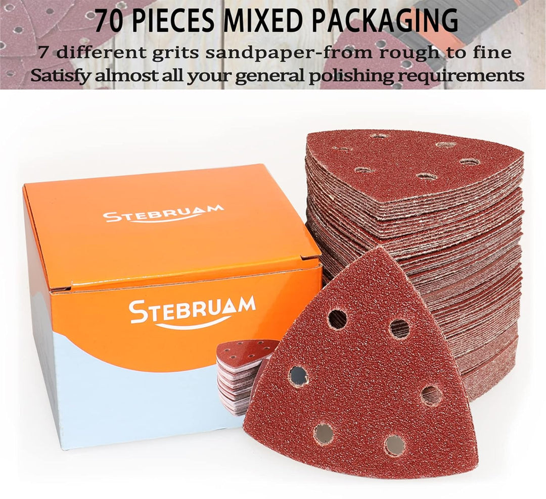 STEBRUAM Deltaschleifer Schleifpapier Dreieckschleifer, 50 Stück Delta Schleifpapier Klett Schleifpa