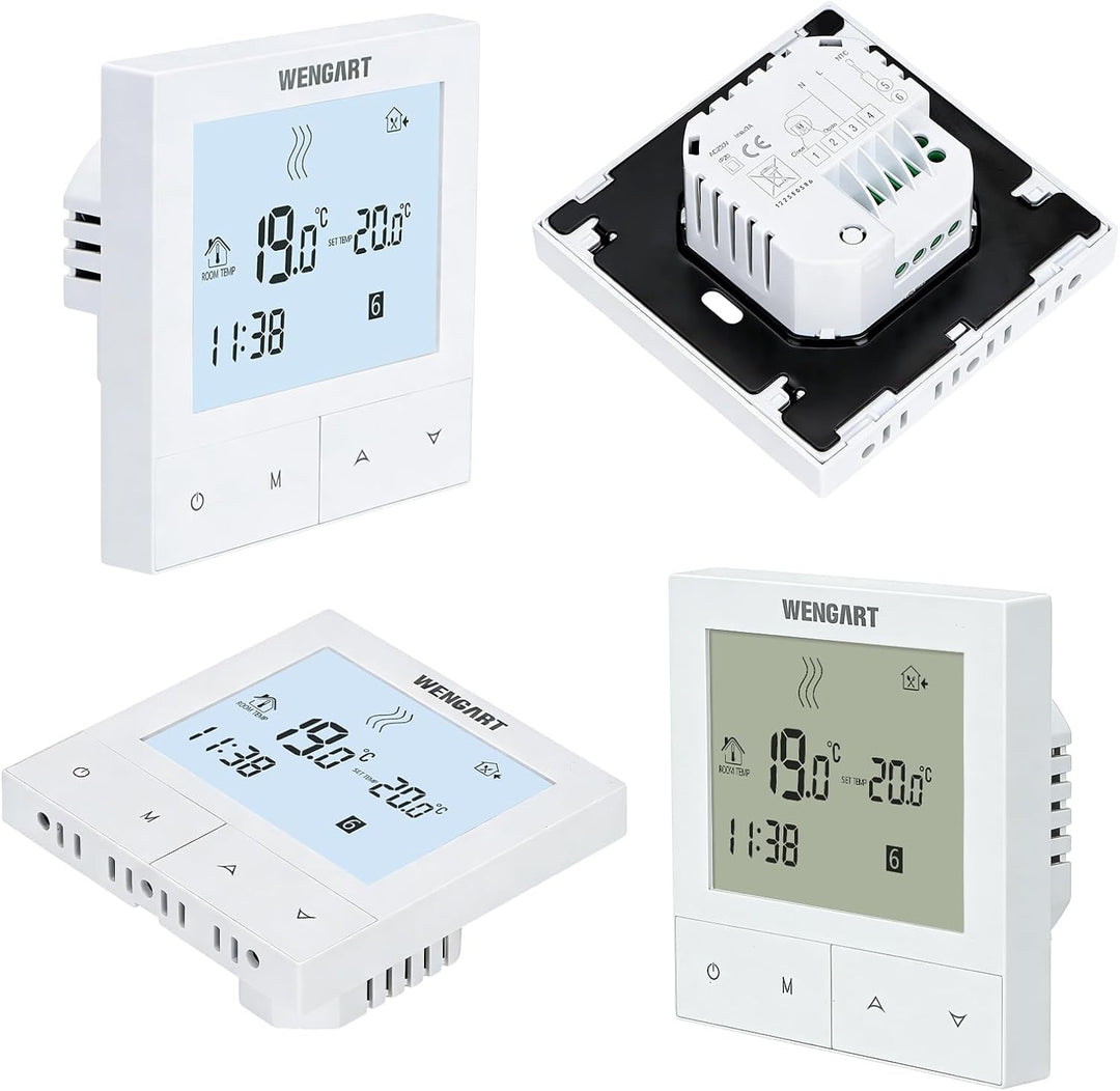 Wengart Thermostat für Fussbodenheizung WG372,AC230V 3A LCD-Anzeige, manueller Programmiermodus opti