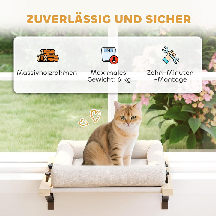 PawHut Heizungsliege, 50x36cm Katzen Katzenliege mit Verstellbarer Halterung, abnehmbarem, maschinen