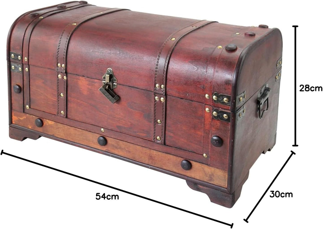 HMF 6402-154 Vintage Holztruhe mit Schloss | 54 x 28 x 30 cm | Gross | Mexiko 54 cm, Mexiko, 54 cm,