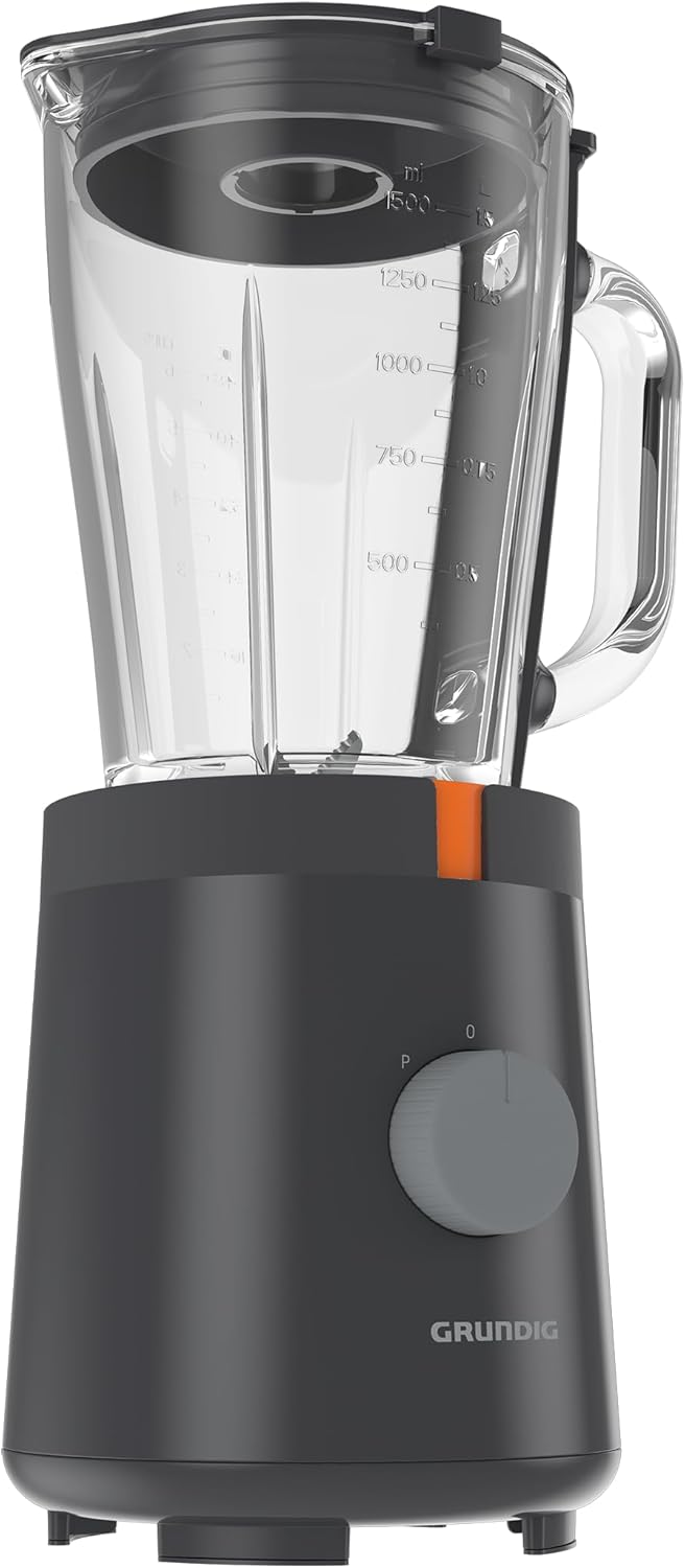 Grundig SM 5320 Standmixer, 1,5 Liter Glasbehälter, 600 Watt, 4-fach Edelstahlmesser, 2 Geschwindigk