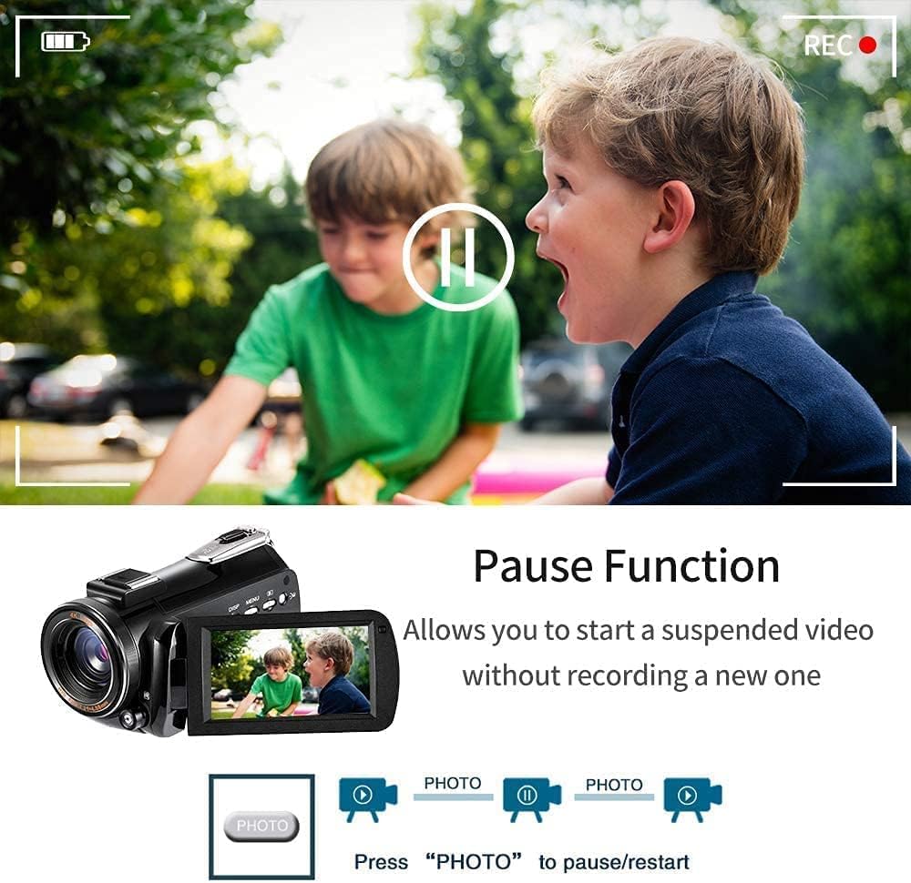 ORDRO Videokamera 4K Camcorder WiFi Ultra HD Vlog Kamera für YouTube, IR Nachtsicht Video Recorder m