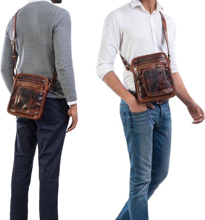 STILORD 'Randall' Vintage Ledertasche Umhängetasche Messenger Bag DIN A5 Tablettasche 9,7 Zoll für i