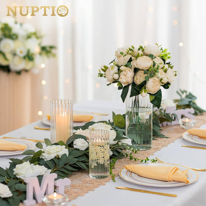 Nuptio Glasvase für Blumen Zylinder: 6 Stück Klare Blumenvasen für Hochzeit Tafelaufsätze Hurrikan-k