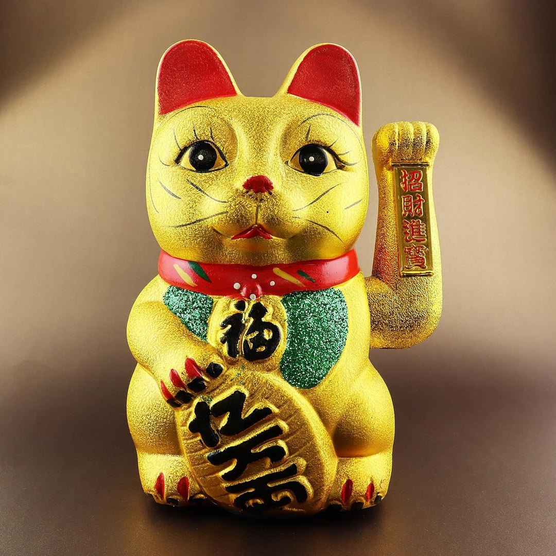 Superfreak Glückskatze - Maneki-Neko - Winkekatze aus Keramik - 26 cm - Gold, 26 cm