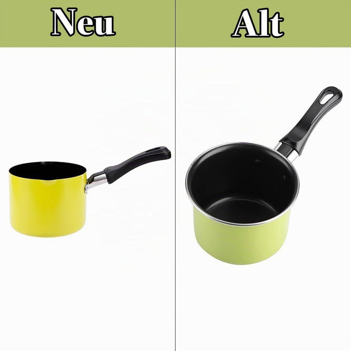 Mini Kochtopf mit Griff, 550ml 10cm Kleine Milchpfanne Antihaft Butterwärmer Mini Suppentopf Milch k