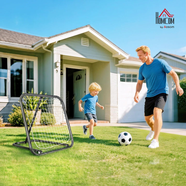HOMCOM Rebounder für Fussball, 78 x 84 cm Prellwand mit Heringen, verstellbar in 5 Stufen, tragbar,