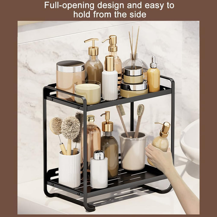 2-Stöckiger Make-up-Organizer für Schminktisch, Badezimmer-Arbeitsplatten, Hautpflege, Kosmetik-Aufb