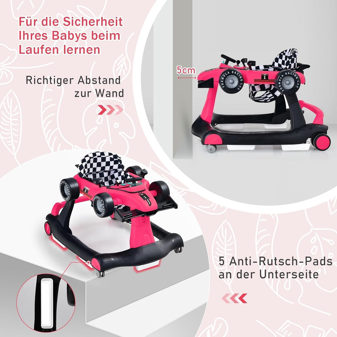COSTWAY 4 in 1 Lauflernhilfe, Lauflernwagen klappbar mit einstellbarer Höhe & Geschwindigkeit, Baby