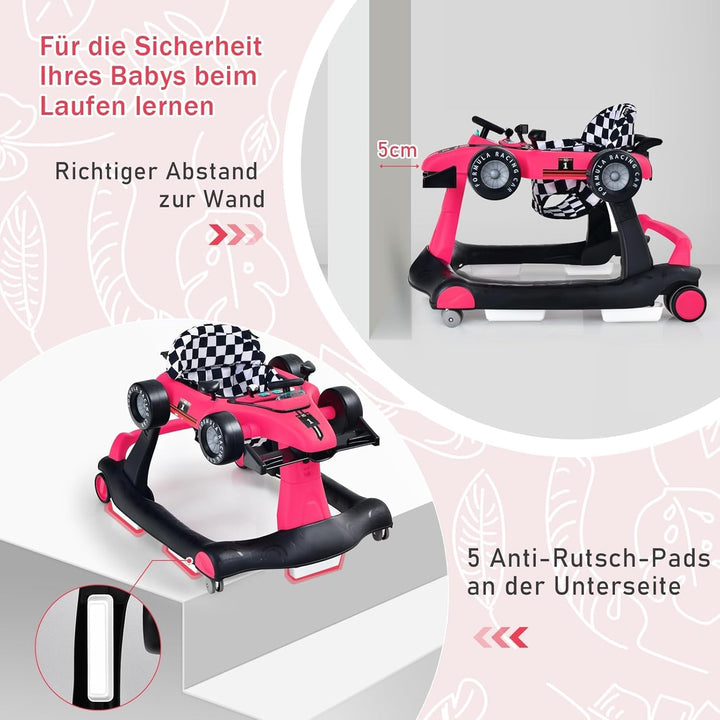 COSTWAY 4 in 1 Lauflernhilfe, Lauflernwagen klappbar mit einstellbarer Höhe & Geschwindigkeit, Baby