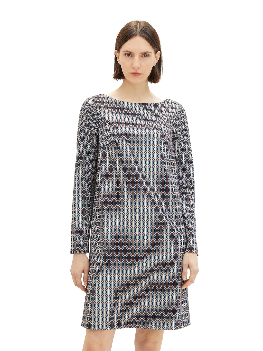 TOM TAILOR Damen Kleid mit Muster 38 33953 - Geometrics Ck Jacquard, 38 33953 - Geometrics Ck Jacqua