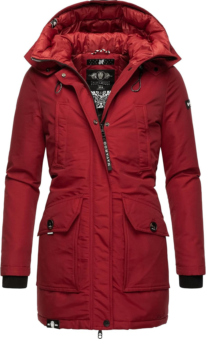 Navahoo Damen warmer Winter Kurzmantel Blizzardstorm XS-3XL S Blood Red, S Blood Red