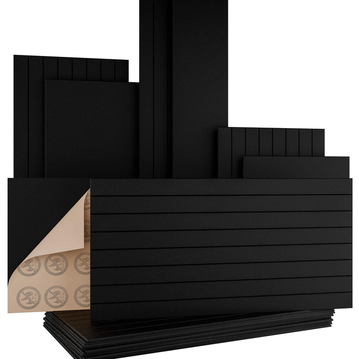 AKUSTIKO Akustikpaneele Selbstklebend 120x60cm - 4 Stück Schwarz Akustik Wandpaneele Brandschutzklas