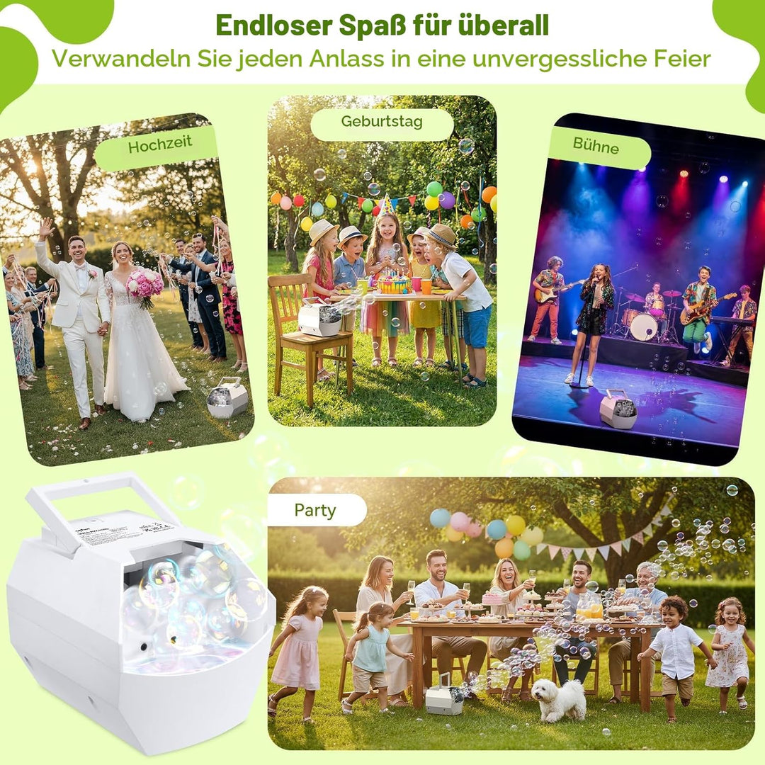 Theefun Tragbare Seifenblasenmaschine, Automatischer Seifenblasenmaschine Kinder 500ml Seifenblasen