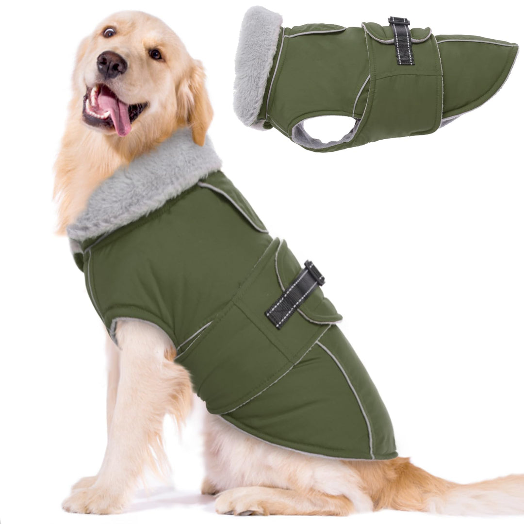 Lelepet Hundemantel Winterweste Reflektierende Fleece Hundejacke für Extra Grosse Hunde Wasserdicht
