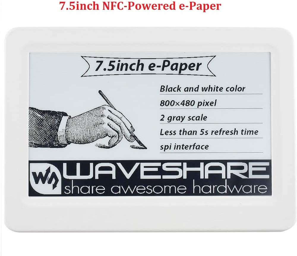 IBest 7.5inch Passive NFC-Powered e-Paper Black/White e-Ink Display, No Battery Required, Wireless P