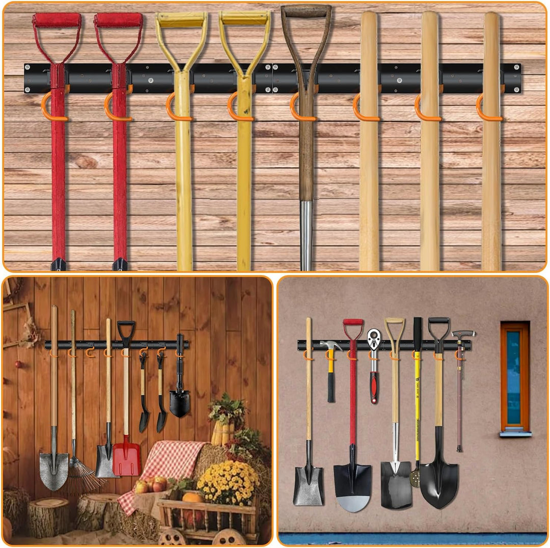 3-H Wandhalterung für Gartengeräte 4 x 42 cm Vollstahl Schwerlast, Gartengerätehalter Garage Gartenh