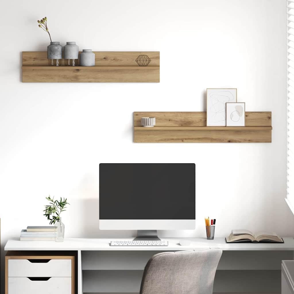 vidaXL Wandregal 2 pcs Artisan-Eiche 80 x 11,5 x 18 cm Holzwerkstoff, Wohnzimmer, rechteckiges Wandr