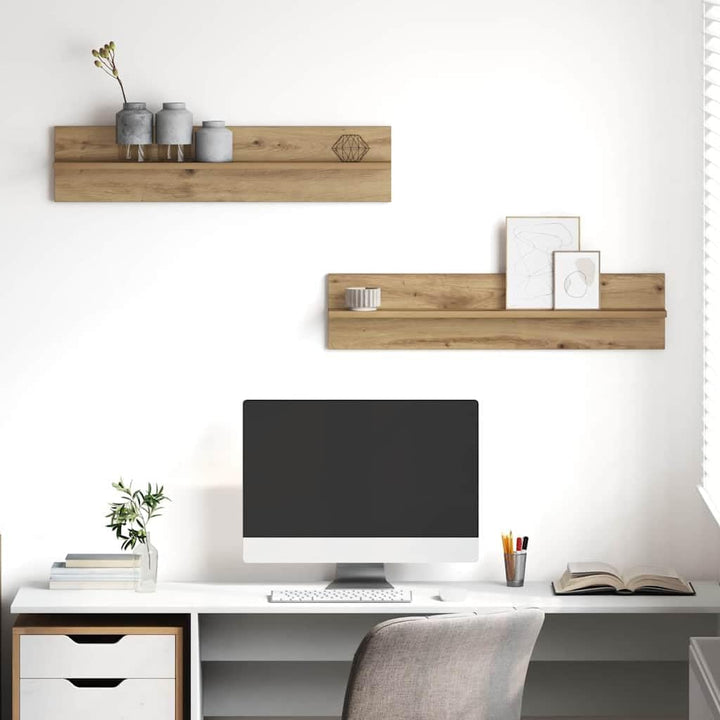 vidaXL Wandregal 2 pcs Artisan-Eiche 80 x 11,5 x 18 cm Holzwerkstoff, Wohnzimmer, rechteckiges Wandr