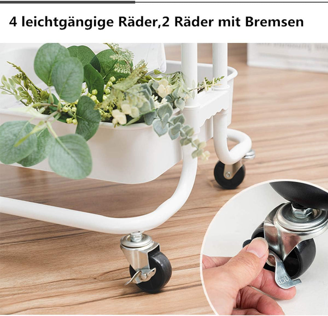 RELAX4LIFE Rollwagen Küchewagen, Servierwagen mit 3 Ebenen, Beistellwagen auf Rollen, 2 mit Bremsen,