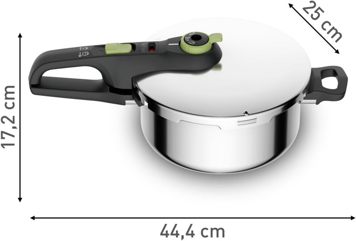 Tefal P2580400 Secure Trendy Schnellkochtopf 4 L | 2-Stufen-Garregler: Intensivstufe 117°C, Schonstu