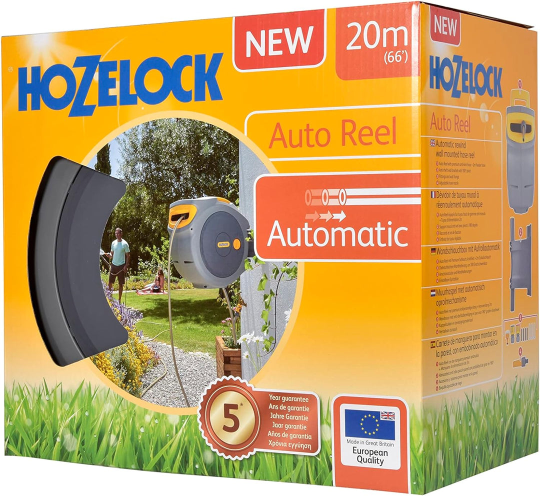 HOZELOCK - Wandschlauchbox Auto Reel 20 M: Automatische Aufrollung. Einfache Installation. Inkl. Sch